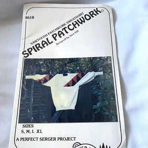 Hillcraft Sewing Pattern Sawtooth Patchwork Sweatshirt Spiral Patchwork S-XL